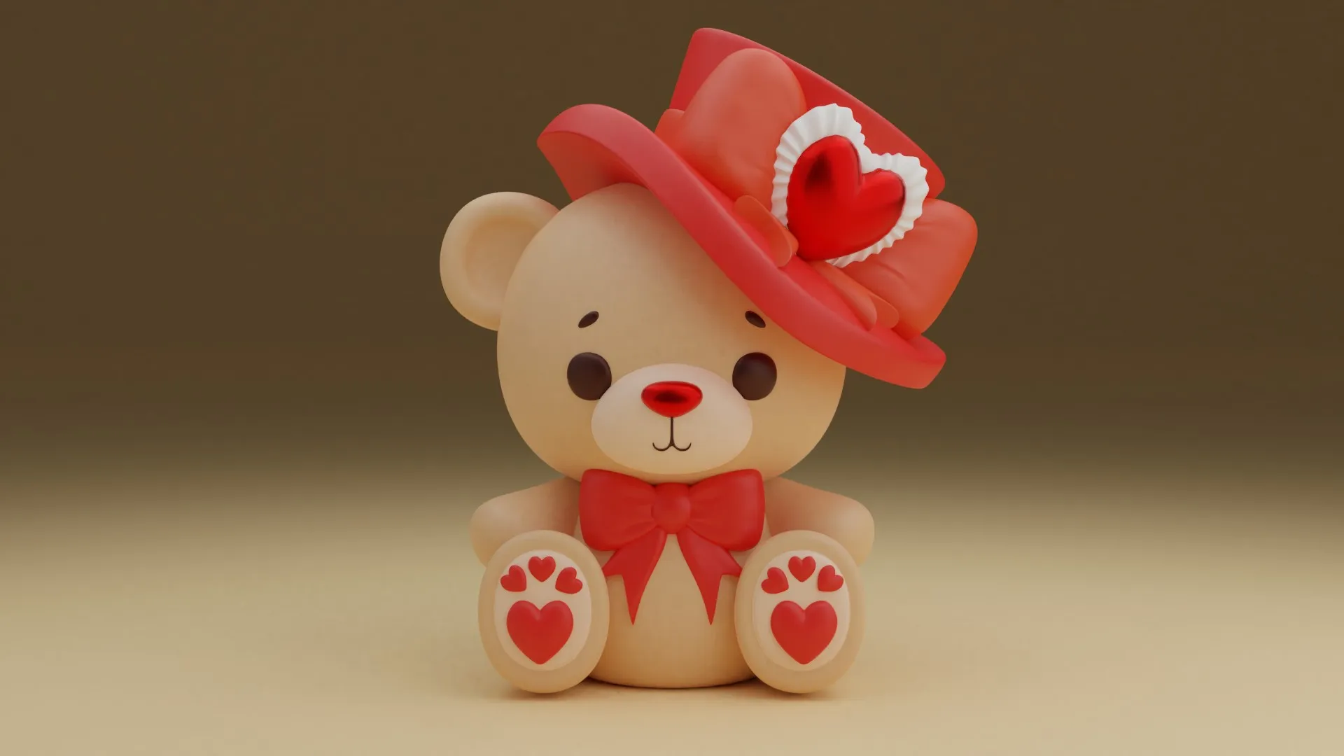Valentine bear 3D Print Model .c4d .max .obj .3ds .fbx .stl .blend 