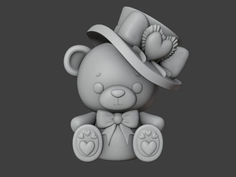 Valentine bear 3D Print Model