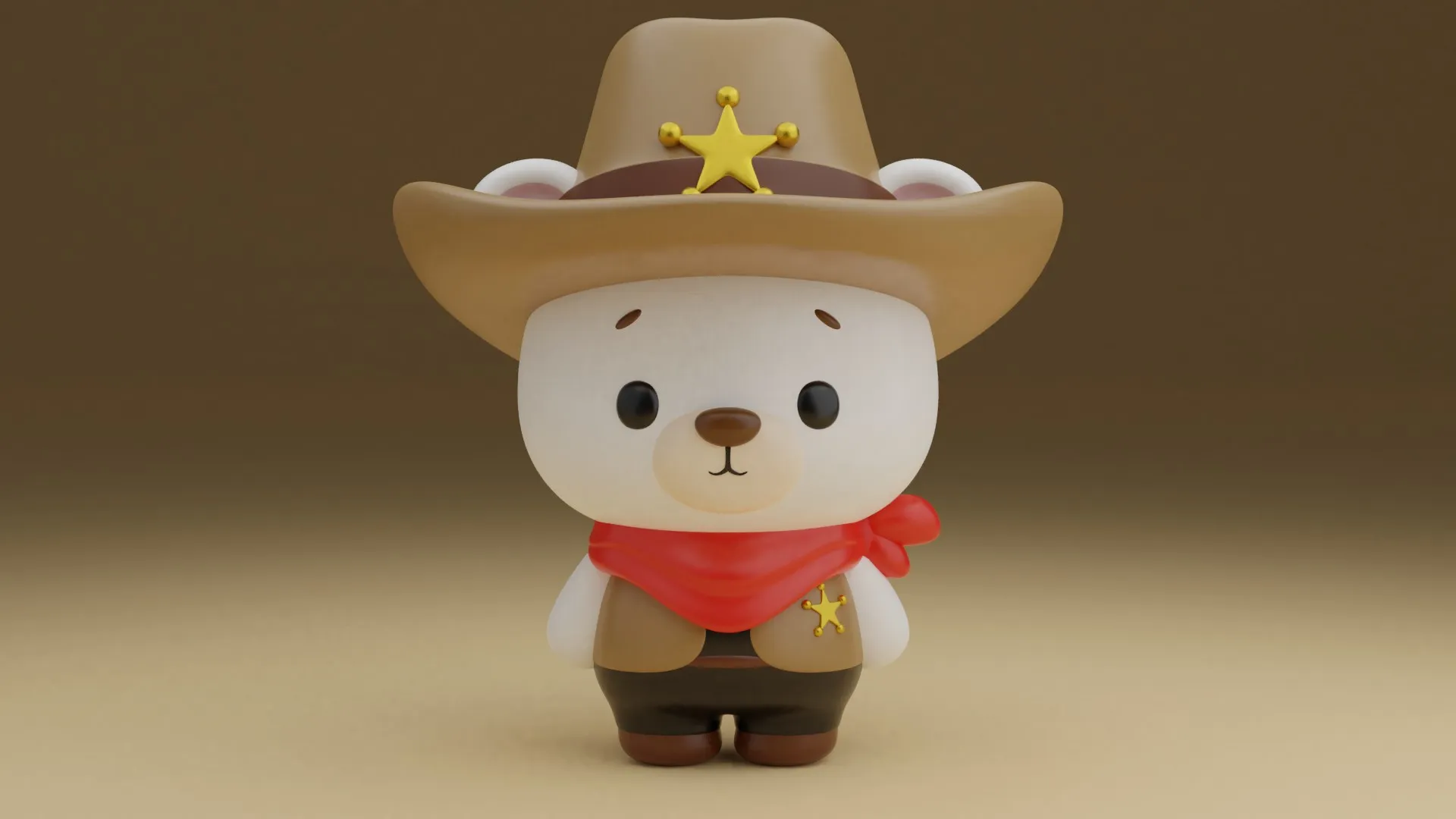 Cowboy bear 3D Print Model .c4d .max .obj .3ds .fbx .stl .blend 