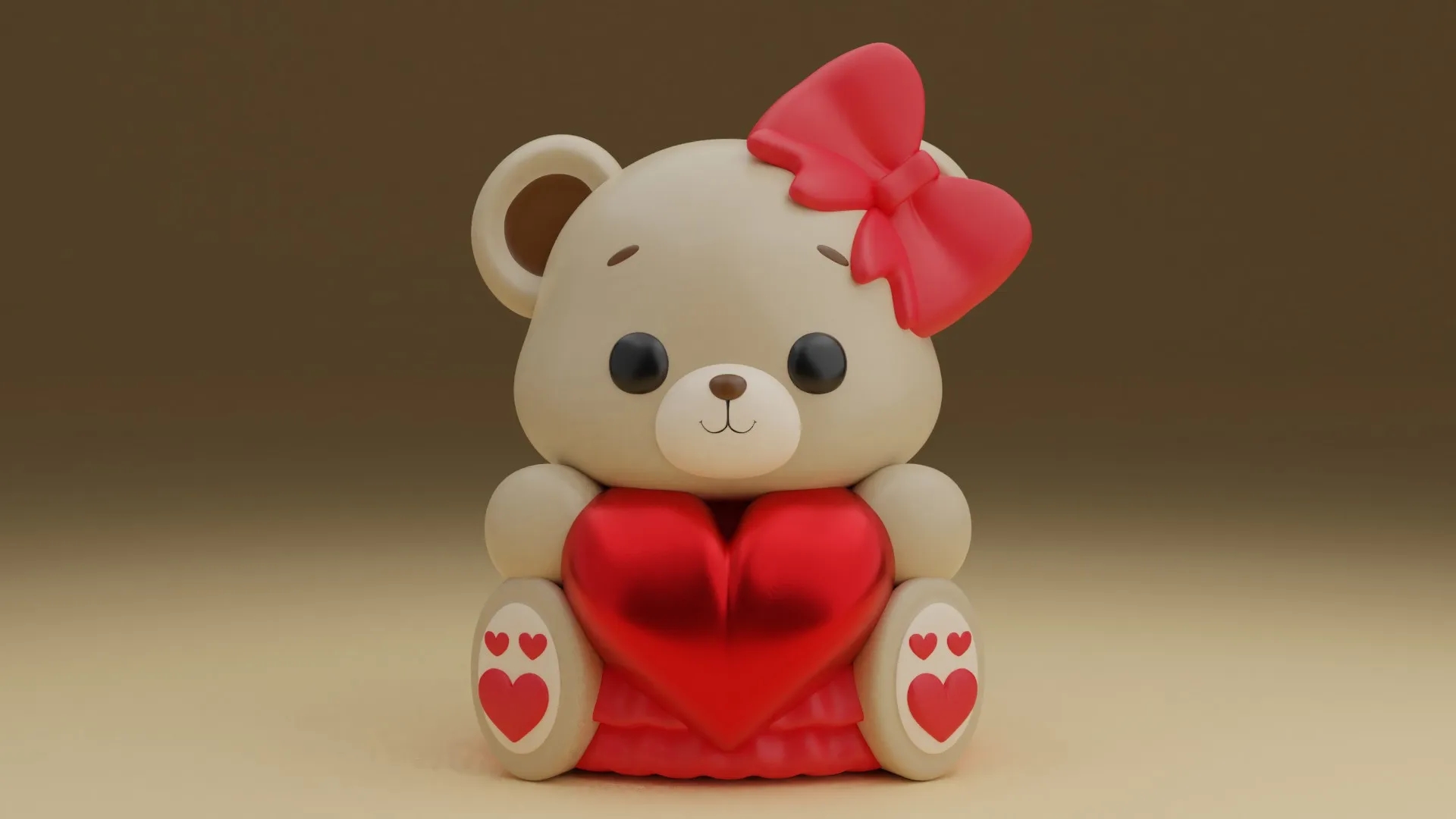 Valentine bear 3D Print Model .c4d .max .obj .3ds .fbx .stl .blend 