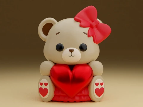 Valentine bear 3D 프린트 모델