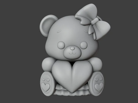 Valentine bear 3D Print Model