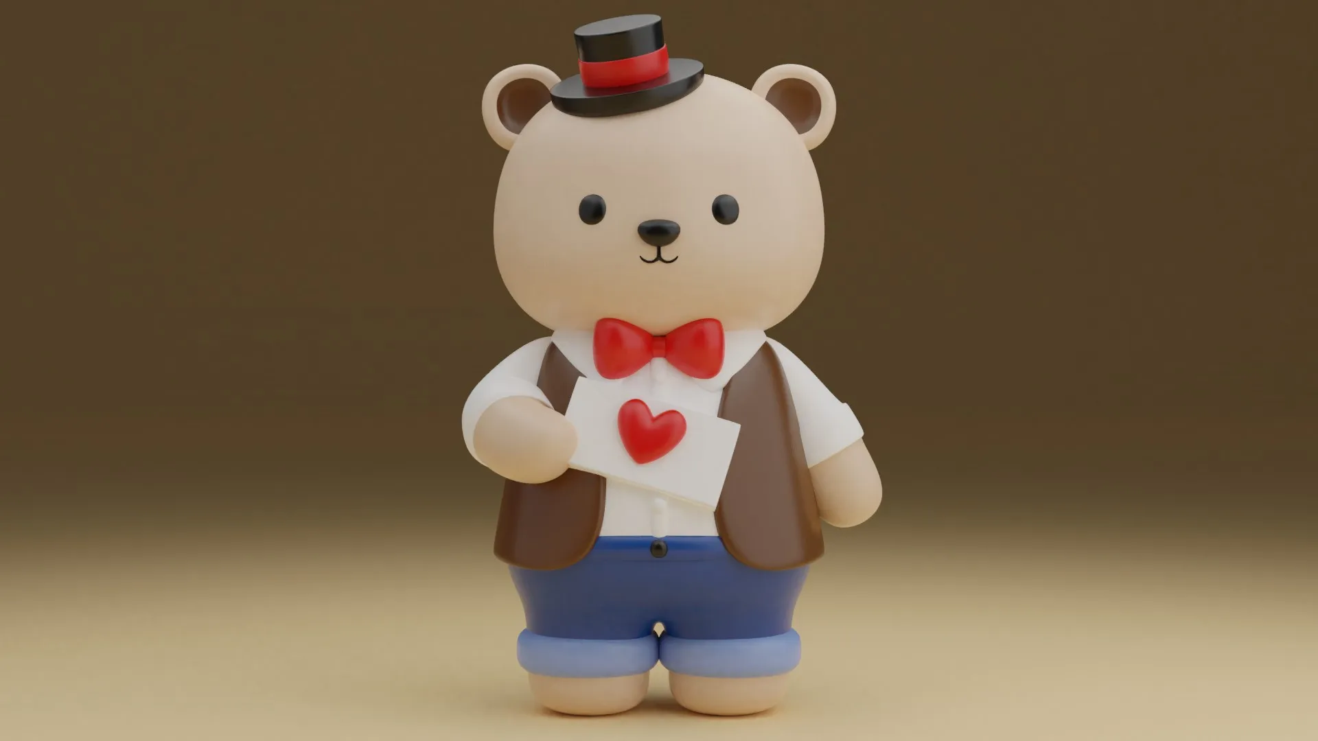 Valentine bear 3D Print Model .c4d .max .obj .3ds .fbx .stl .blend 