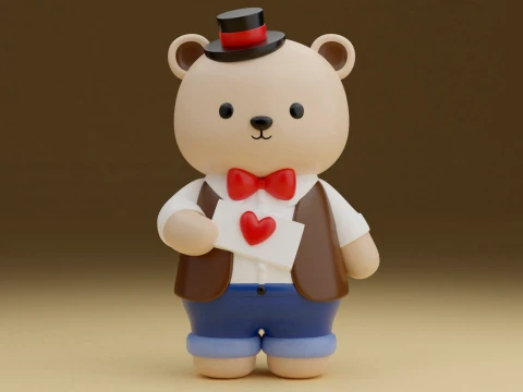 Valentine bear 3D 프린트 모델