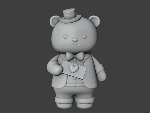 Valentine bear 3D Print Model