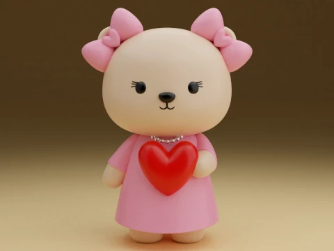Valentine bear 3D 프린트 모델