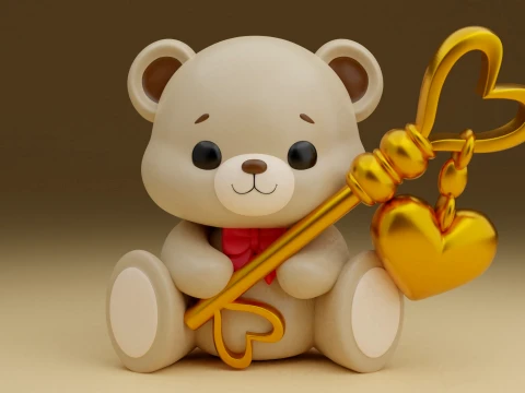 Valentine bear 3D 프린트 모델