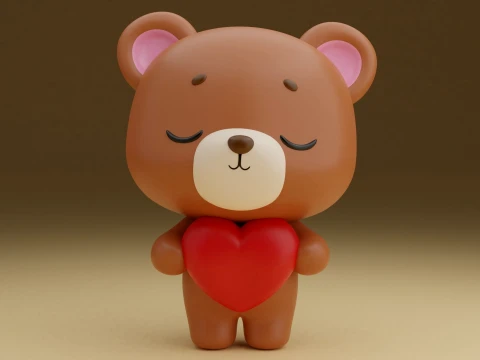 Valentine bear 3D 프린트 모델