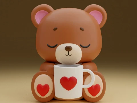 Valentine bear 3D 프린트 모델