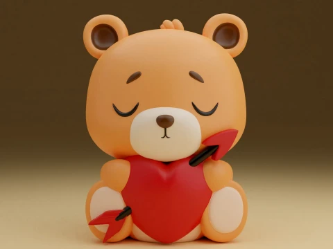 Valentine bear 3Dプリントモデル