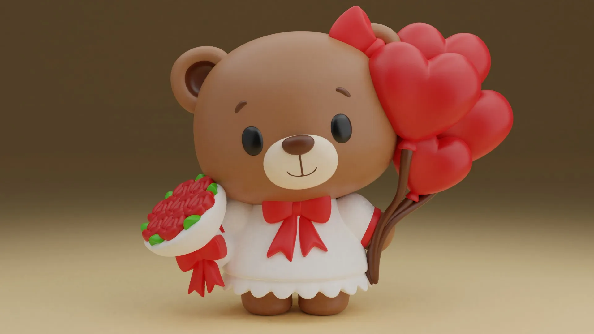 Valentine bear 3D Print Model .c4d .max .obj .3ds .fbx .stl .blend 