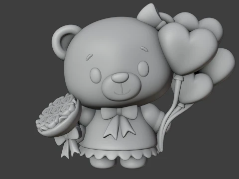 Valentine bear 3D Print Model