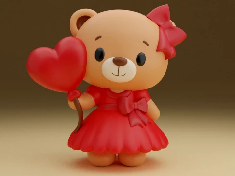 Valentine bear 3D Print Model