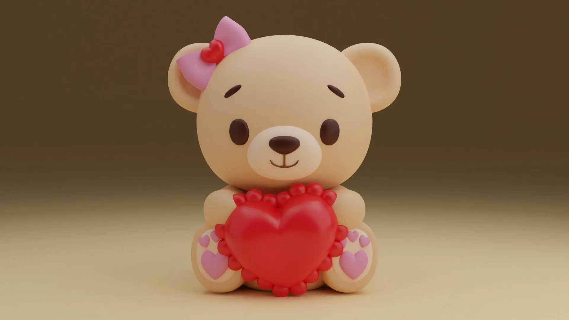Valentine bear 3D Print Model .c4d .max .obj .3ds .fbx .stl .blend 