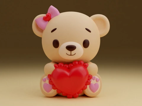 Valentine bear Modello di stampa 3D