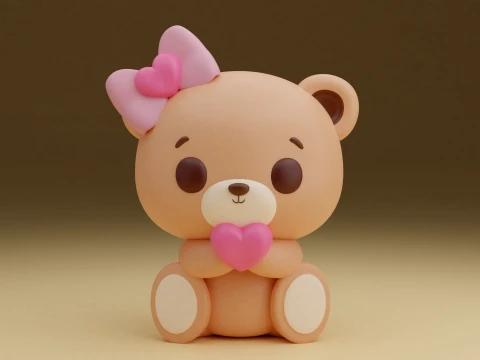 Valentine bear 3D 프린트 모델