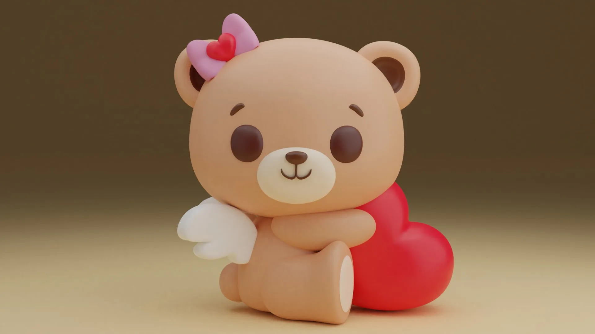 Valentine bear 3D Print Model .c4d .max .obj .3ds .fbx .stl .blend 