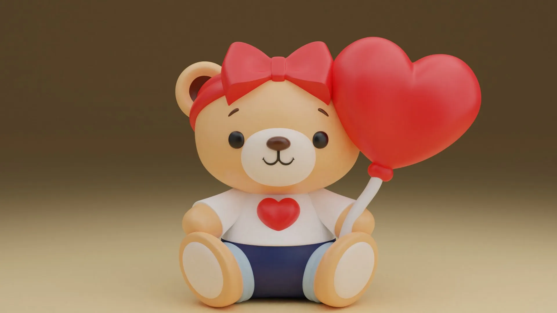 Valentine bear 3D Print Model .c4d .max .obj .3ds .fbx .stl .blend 