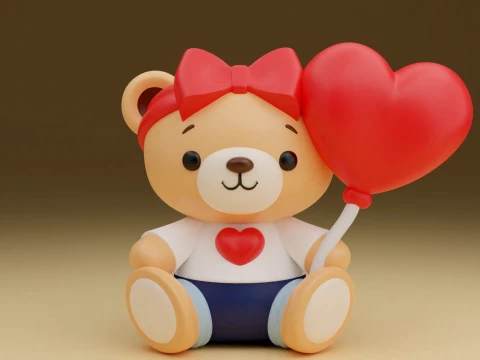 Valentine bear 3D Print Model