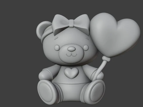 Valentine bear 3D Print Model