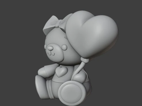 Valentine bear 3D Print Model