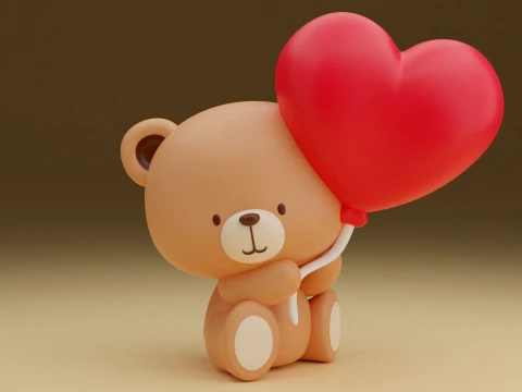 Valentine bear 3D Print Model