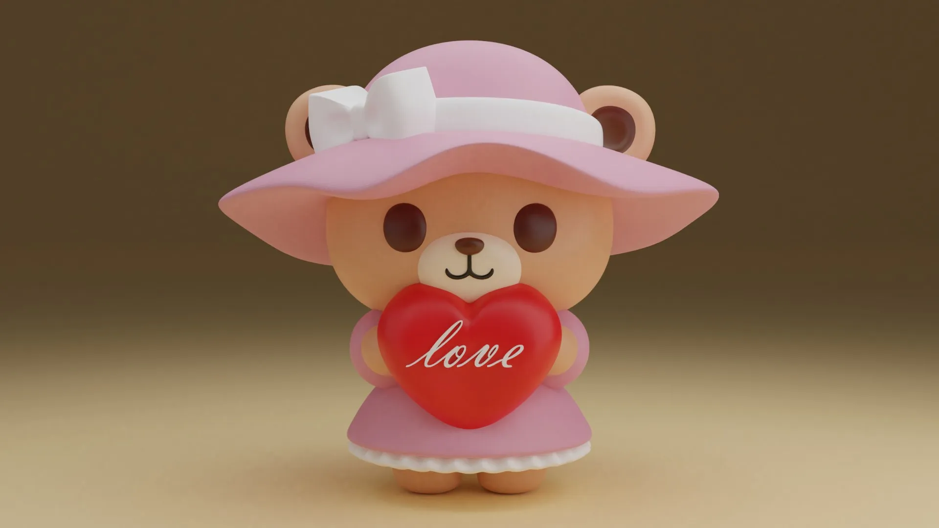 Valentine bear 3D Print Model .c4d .max .obj .3ds .fbx .stl .blend 