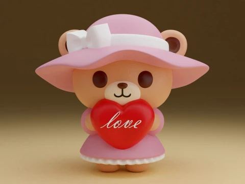 Valentine bear 3D Print Model