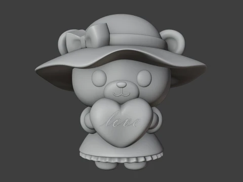 Valentine bear 3D Print Model