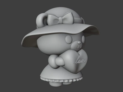 Valentine bear 3D Print Model