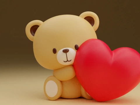 Valentine bear 3D Print Model