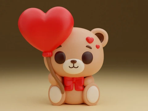 Valentine bear 3D Print Model