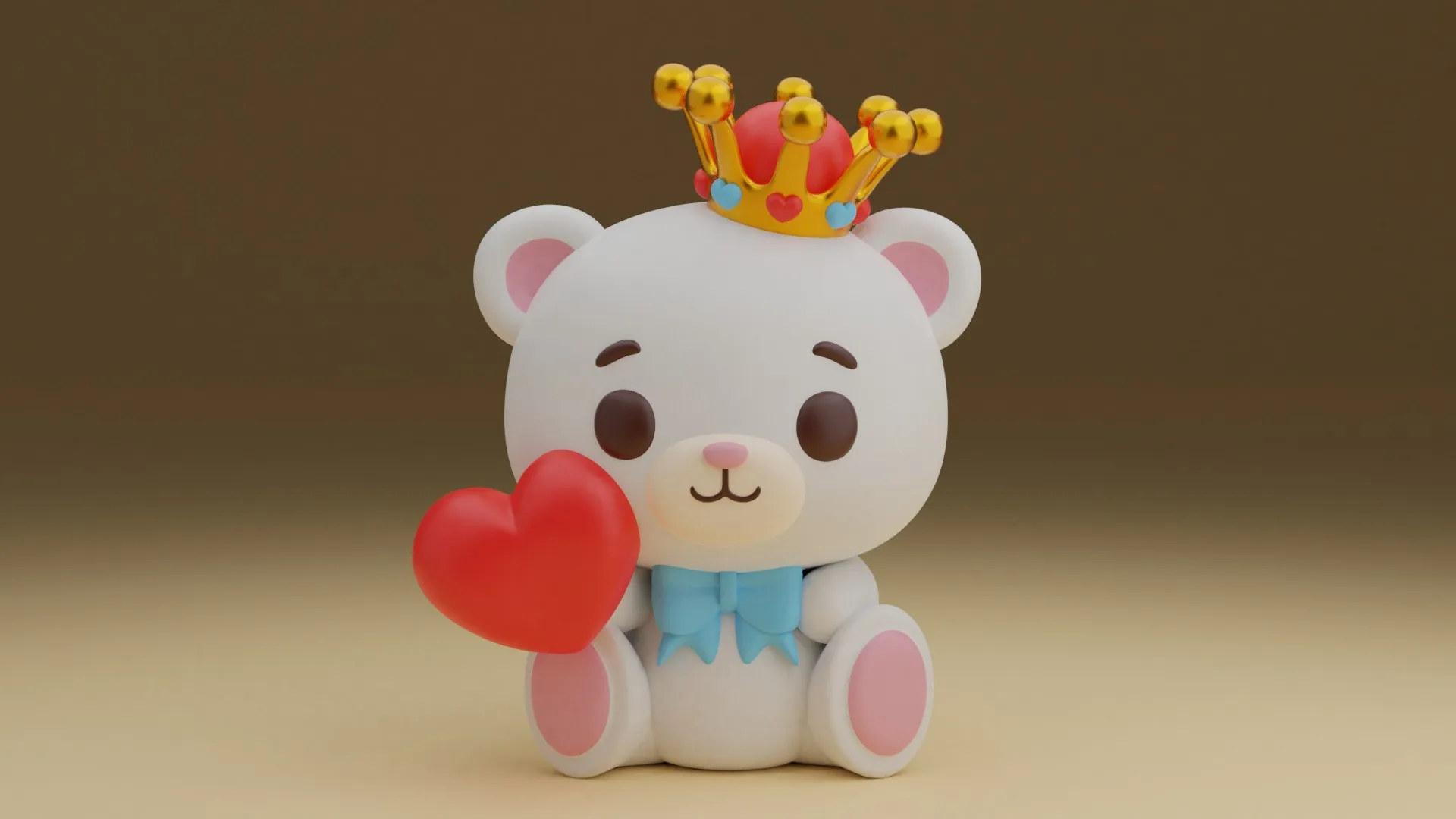 Valentine bear 3D Print Model .c4d .max .obj .3ds .fbx .stl .blend 