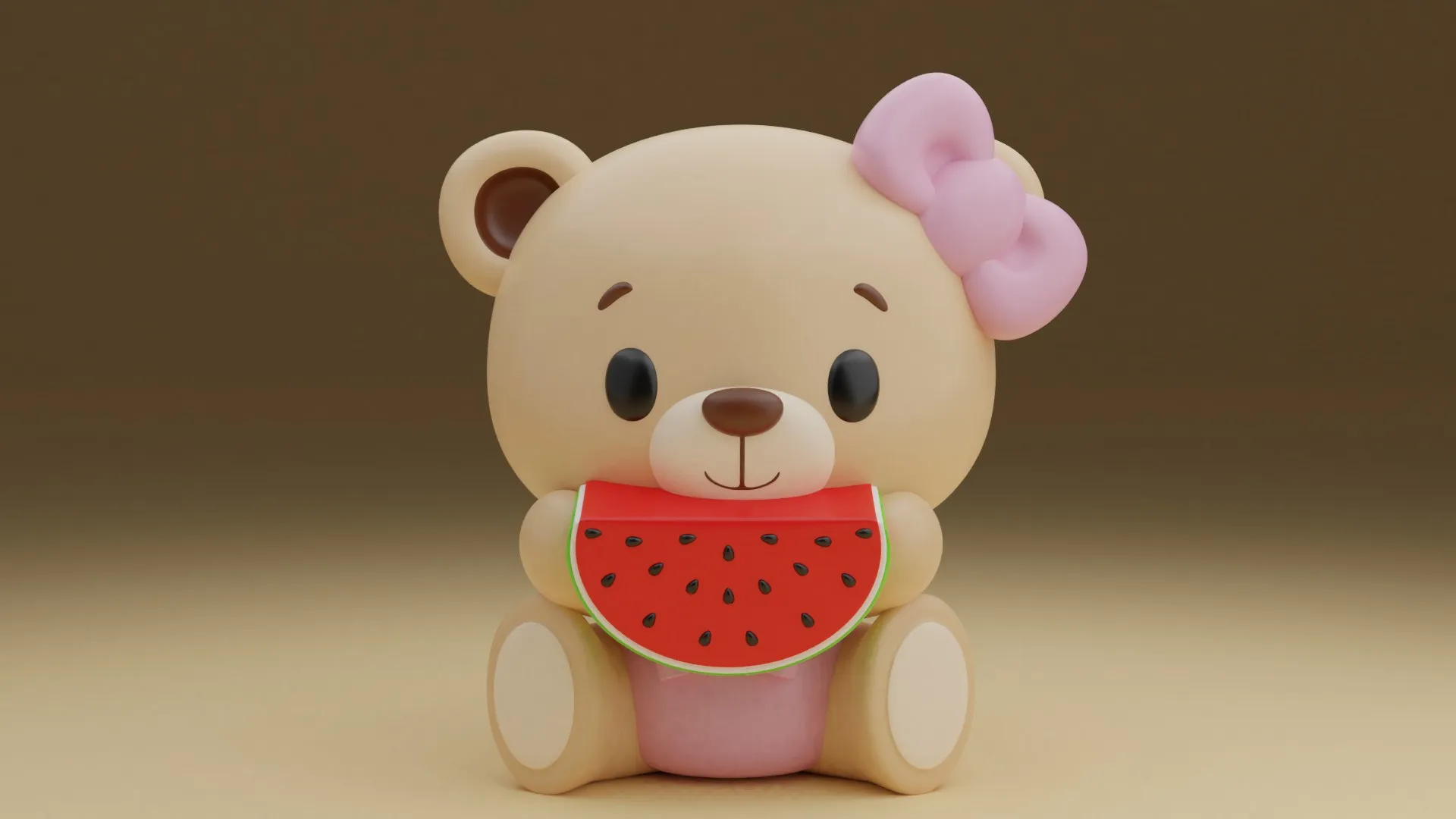 Summer bear watermelon 3D Print Model .c4d .max .obj .3ds .fbx .stl .blend 