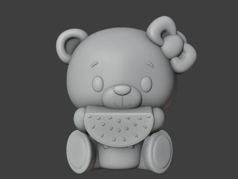 Summer bear watermelon 3D Print Model