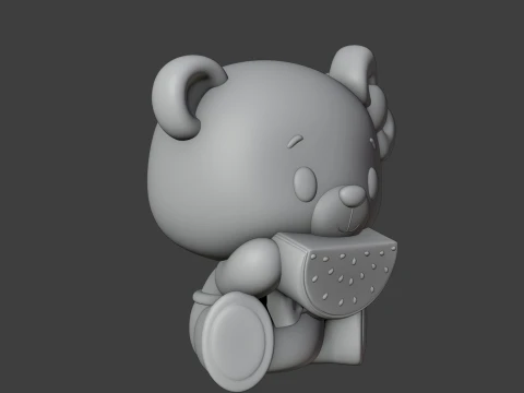Summer bear watermelon 3D Print Model