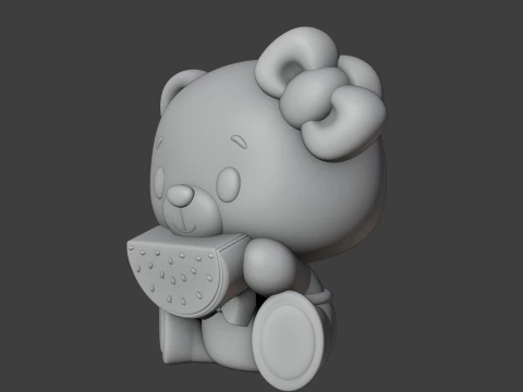 Summer bear watermelon 3D Print Model