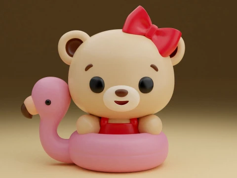 Summer bear 3D Print Model