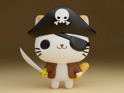 Pirate cat 3D 프린트 모델