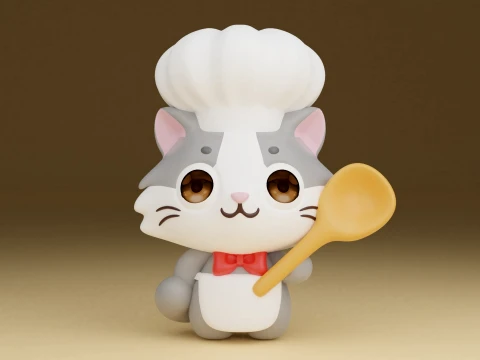 Chef cat 3D 프린트 모델