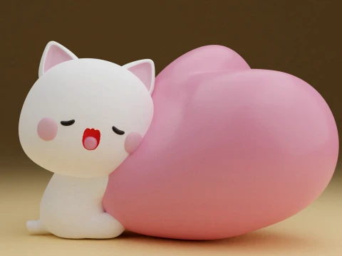Valentine cat 3D 프린트 모델