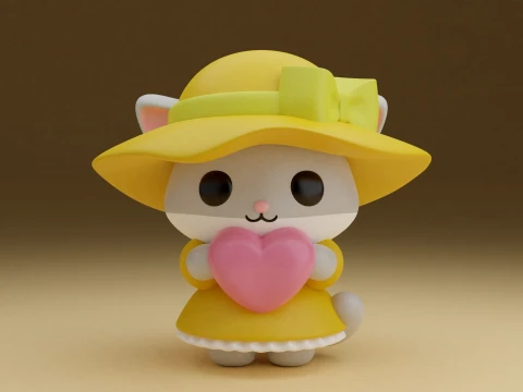 Valentine cat 3D Print Model