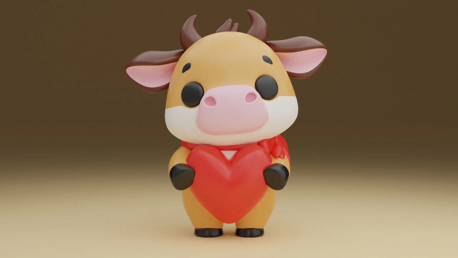 Valentine cow 3D Print Model .c4d .max .obj .3ds .fbx .stl .blend 