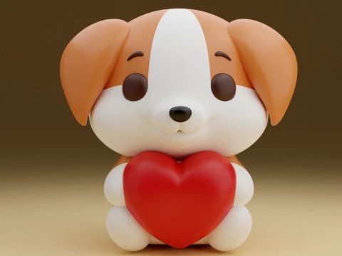 Valentine dog 3D Baskı Modeli
