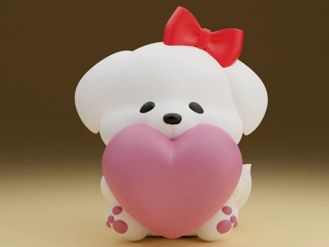 Valentine dog 3D Print Model
