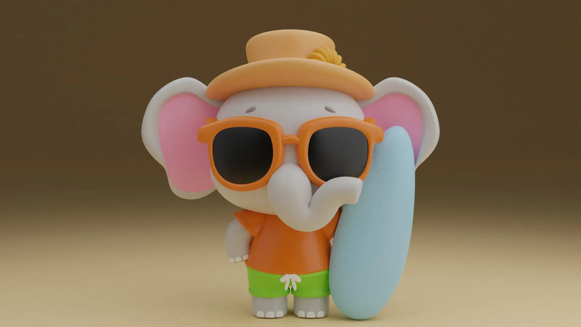 Summer elephant 3D Print Model .c4d .max .obj .3ds .fbx .stl .blend 