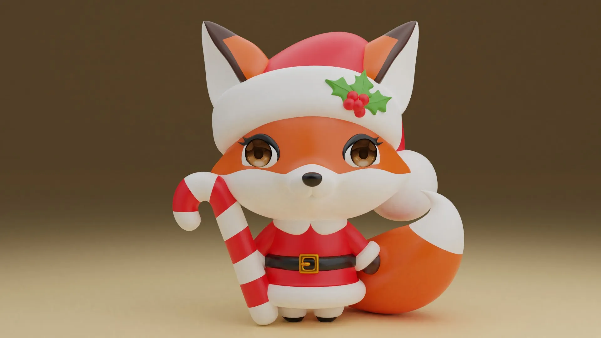 Christmas fox 3D Print Model .c4d .max .obj .3ds .fbx .stl .blend 