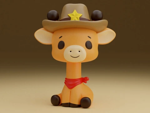 Cowboy giraffe 3Dプリントモデル
