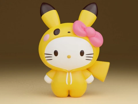 Hello kitty sanrio pikachu pokemon 3D Print Model