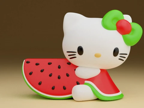 Hello kitty sanrio and watermelon 3D printmodel
